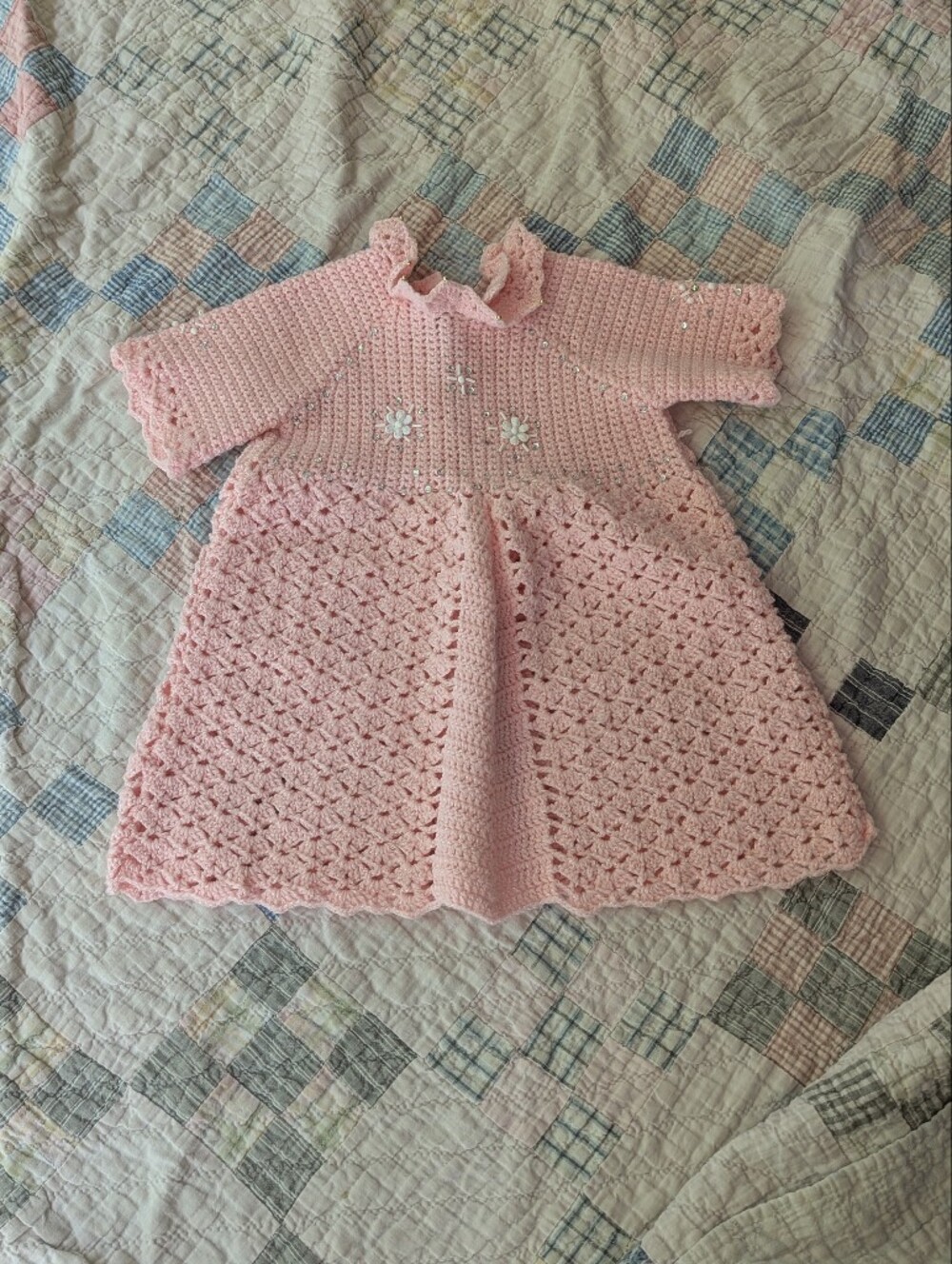 Handmade Pink Crochet Baby Dress